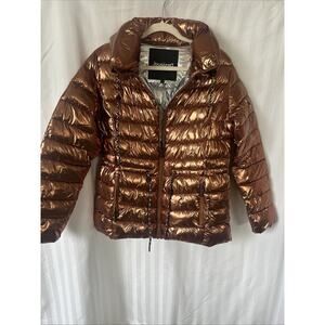 Desigual Women’s Metallic Cooper Winter Jacket Large W/bag NWOT